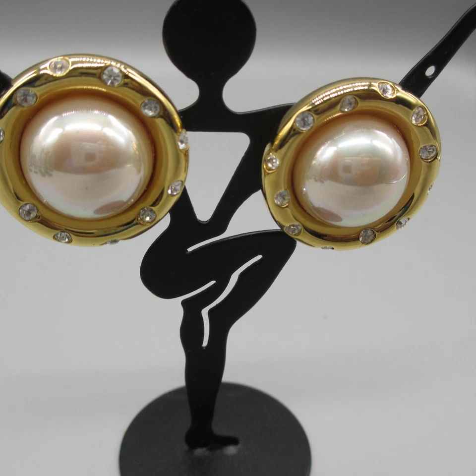 Pendientes Nolan Miller Perla Simulada Cristal Tono Dorado Poste para Orejas Perforadas Foto 2 de 4