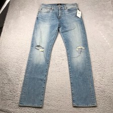 7 For All Mankind Low Straight Jeans Womens 28 Distressed Light Wash NEW NWT