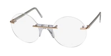 NEW ANDY WOLF EPSTEIN EYEWEAR RIMLESS C CRYSTAL FRANCE ROUND MENS METAL &