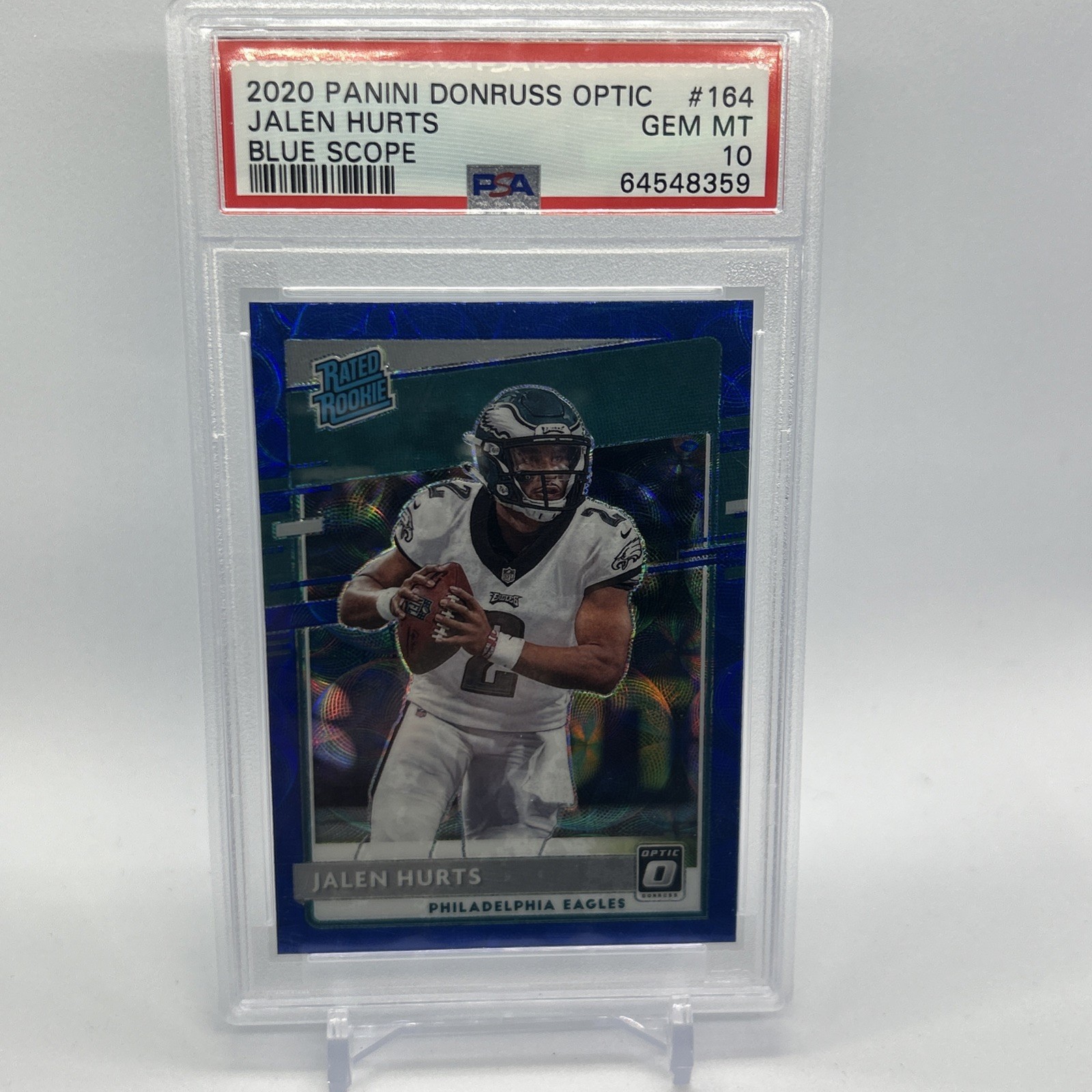 2020 Panini Optic Jalen Hurts RC Rated Rookie Blue Scope Prizm #164 PSA 10!