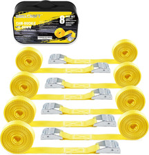 Lashing Tie down Strap 8PK 1" X 12FT Cam Buckle Tie down up to 600Lbs, Yellow Co