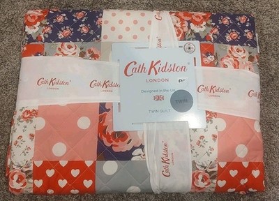 Cath Kidston~Twin  QUILT~Patchwork~Ruby~100% Cotton PERCALE~machine Wash~NWT~