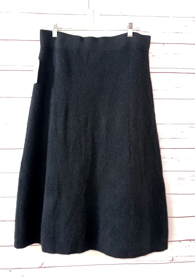 CHARTER CLUB 全新带标签 $199 XL 100% 羊绒罗纹 Midi 毛衣裙黑色 H83 — 第 4/4 张图片