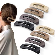8 Pcs Large Lay Flat Claw Clips for Women French Side Slide Barrettes for Thi...
