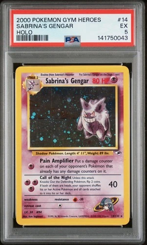 2000 POKEMON GYM HEROES HOLO #14 SABRINA'S GENGAR PSA 5