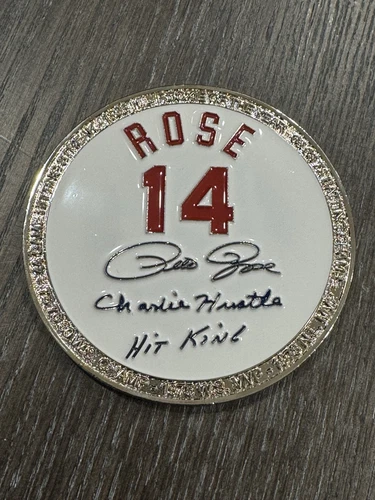 Pete Rose Challenge Coin With Career Stats Future Hall Of Fame HOF A Must Have!!