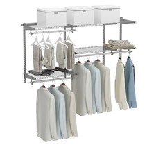 Adjustable Closet Organizer Kit Wall Mounted System with Hanging Rod Grey