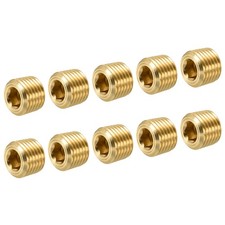 10pcs Brass Pipe Plug 1/4" NPT Male Thread Hex Internal Head Socket Fitting