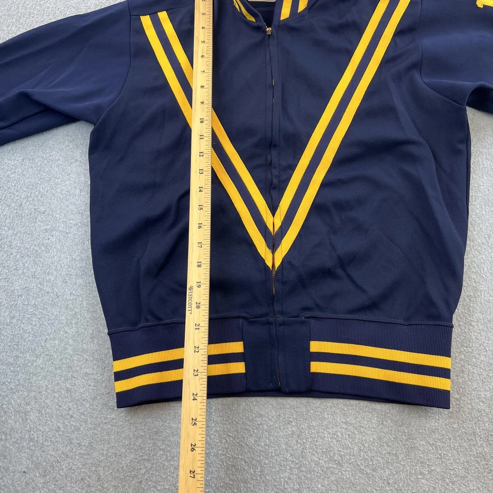 Chaqueta de Pista Wilson De Colección Para Hombre Mediana Azul Marino Amarillo Calentamiento Este Años 60 70 EE. UU. Foto 3 de 4
