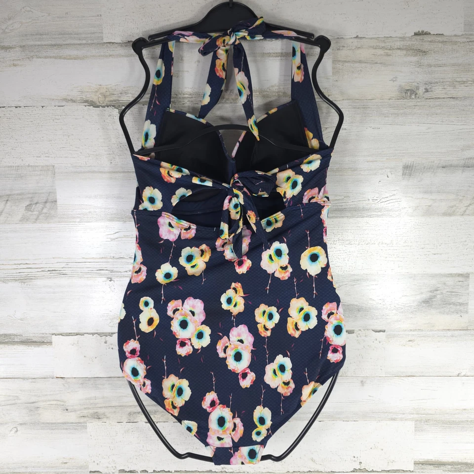 TRAJE DE BAÑO AZUL DE UNA PIEZA SEAFOLLY MUJER TALLA 10 CABAÑA ROSA HALTER Foto 2 de 4