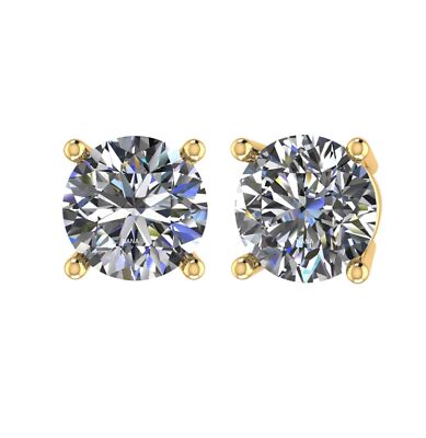 Gelbgold vergoldete Sterlingsilber Reibung Ohrstecker mit 2 cttw Moissanit