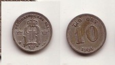 10 &Ouml;re Silber M&uuml;nze Schweden 1904 (114640)