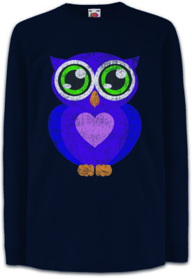 Comic OWL Kinder Langarm T-Shirt Cartoon Cute Hipster Indie Electro Rockabella