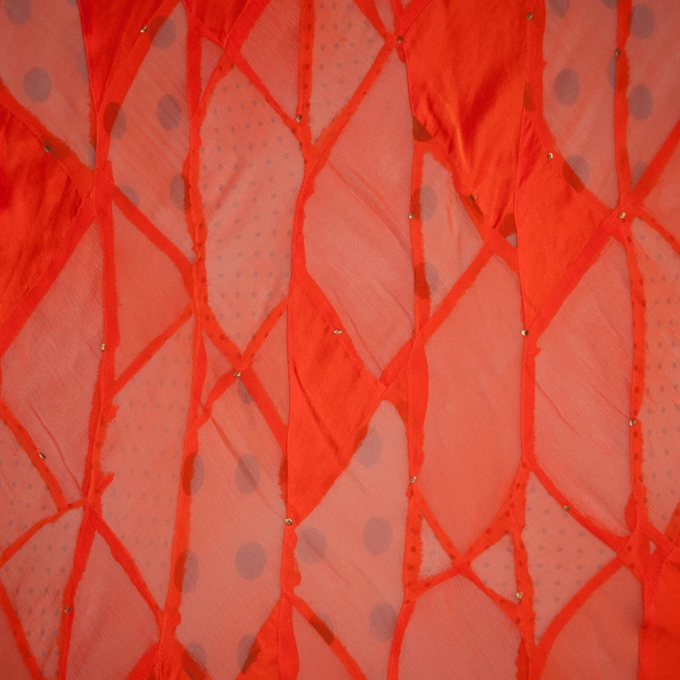 Tissu Emanuel Ungaro pure soie de mûrier mousseline satin patchwork à pois - Photo 4/4
