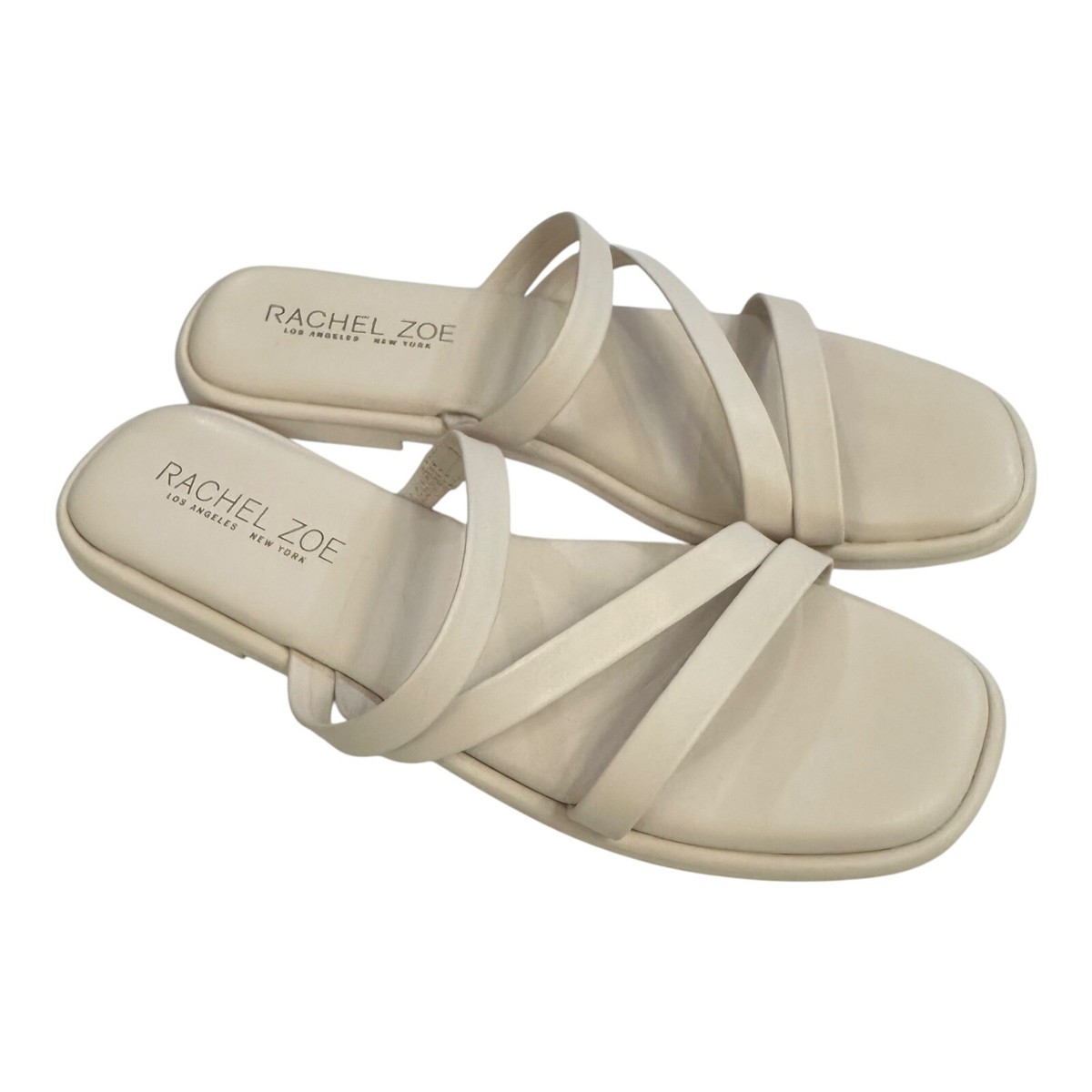 Rachel Zoe Treat Slide Strappy Sandals 8.5 M Vegan Leather White