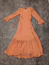 Lulu's Wrap Midi Dress Ruffle Hem Size Xs Pink Romantic Wedding Guest