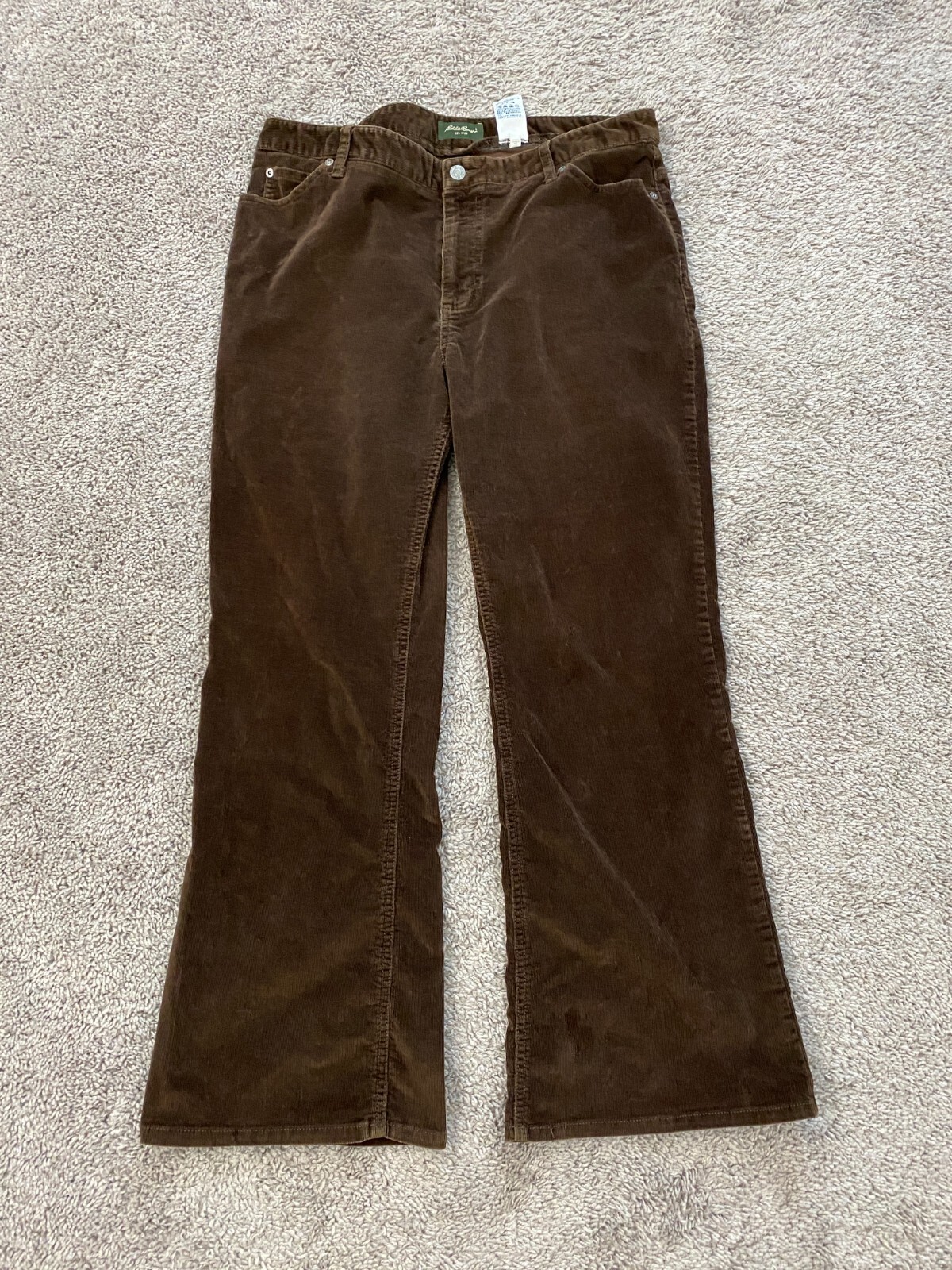 Eddie Bauer Corduroy Pants Womens 16 Short Classic Bootcut Brown Jeans