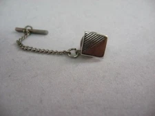 Half Diagonal Stripes Half Smooth Texture Vintage Silver Tone Men's Tie Tack Pin