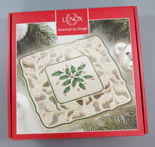 RARE Lenox 7.5 Pierced Footed Trivet Holly Ch...