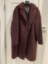 Ted Baker Ladies Size 5 (uk 16) Burgundy Wine Teddy Coat
