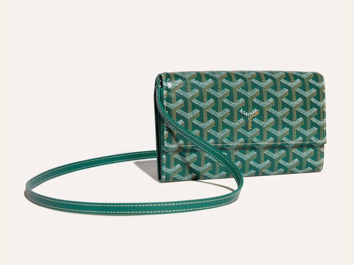 NEW Goyard Varenne Continental Wallet Crossbody Green Bag Removable Strap