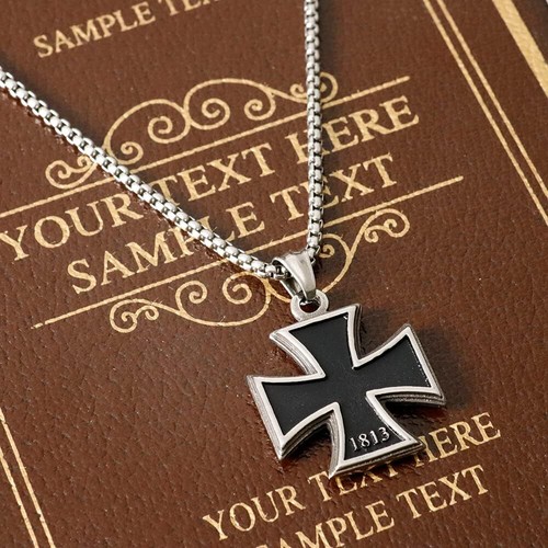Knights Templar Vintage Germen Iron Cross Pendant Necklace Stainless Steel Gifts - Picture 18 of 30