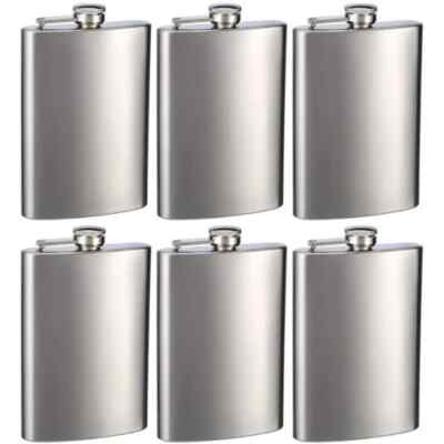 Top Shelf Flasks Stainless Steel Hip Flasks, 8 oz, Set of 6 ^c
