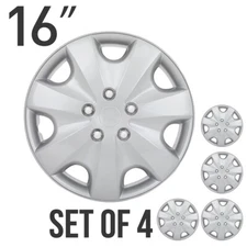 4Pcs 16" Front Rear  Wheel Covers Hub Caps Snap On Full For R16 Tire & Steel Rim