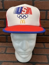 Vintage 1980s McDonald's USA Olympics Snapback Trucker Mesh Hat Baseball Cap