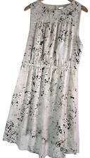 Halston Casual Yermo Dress Sleeveless Lined Elastic Weist Size L Women's 