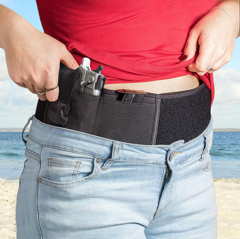 DTOM Belly Band Holster For Concealed Carry - Breathable Elastic Fit For Small To Medium Guns