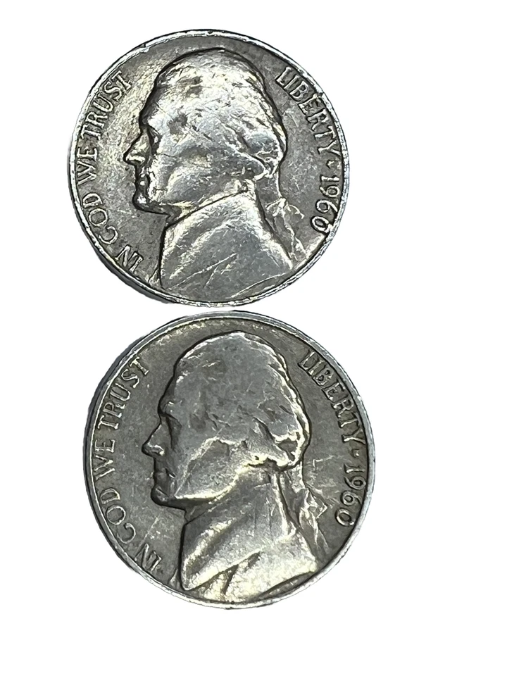 1960 D Jefferson Nickel 2 Coins Bar O Nickel Error In One Coin. DD REVERSE IN D - Image 2 of 4