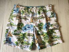 Croft  Barrow Tropical Swim Trunk Shorts Elastic Waist Lined Pockets Mens Large