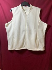 Womens Sleeveless Ivory Fleece Vest, P/s, 2xl With Pink Cashmere Tassel Scarf