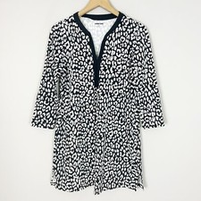 LANDS  END Size SMALL 6-8 Black  White Leopard COVER UP Swim Dress Women's