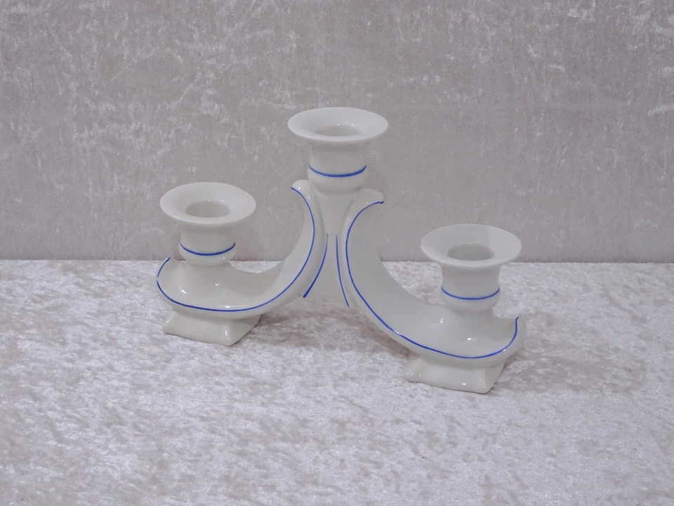 RNZ44JW - Bougeoir En Porcelaine Design Art Déco - Vintage - 22,5 Cm - Photo 2/4