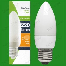 8x 7W Low Energy Power Saving CFL Candle Light Bulbs ES, E27, Edison Screw Lamps