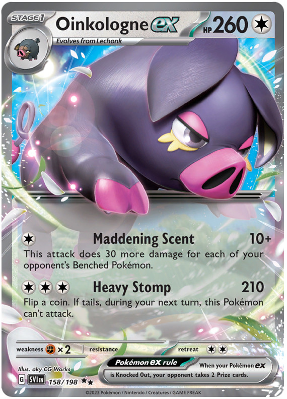 OINKOLOGNE EX 158/198 SCARLET & VIOLET BASE SET POKEMON (DOUBLE RARE, NM)