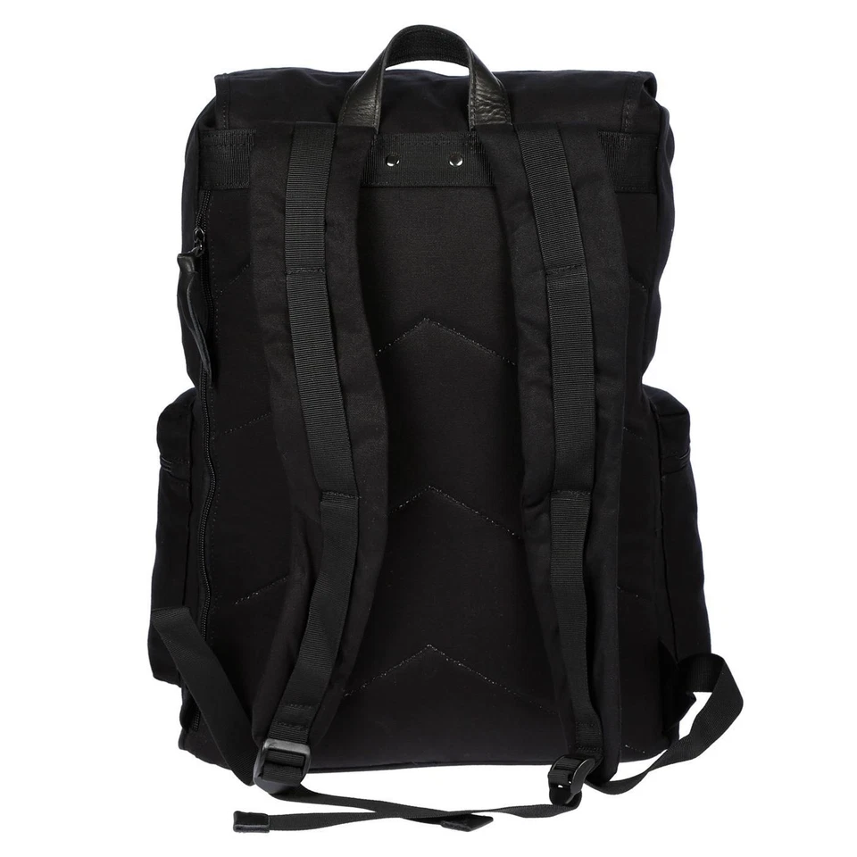 Herren Damen Rucksack Canvas Leder Laptop 17 Zoll Fach Uni Arbeit Schule Schwarz - Bild 4 von 4