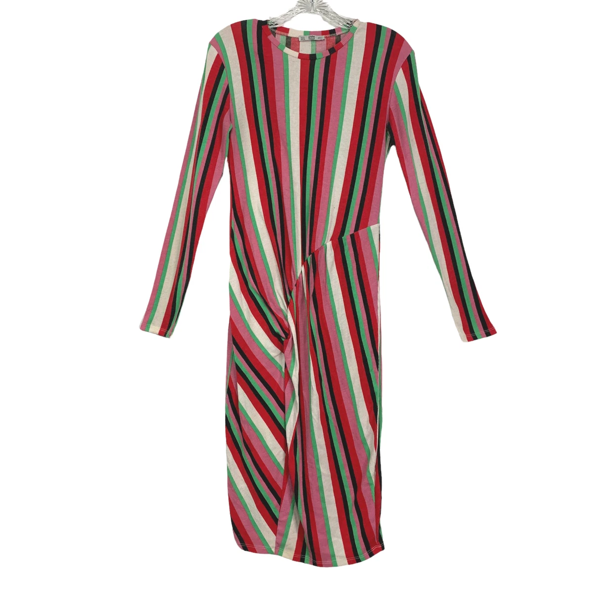 Zara green striped shop dress