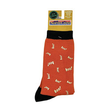 Halloween Boo Glow In the Dark Crew Socks Women's 9-11 Orange  Black New