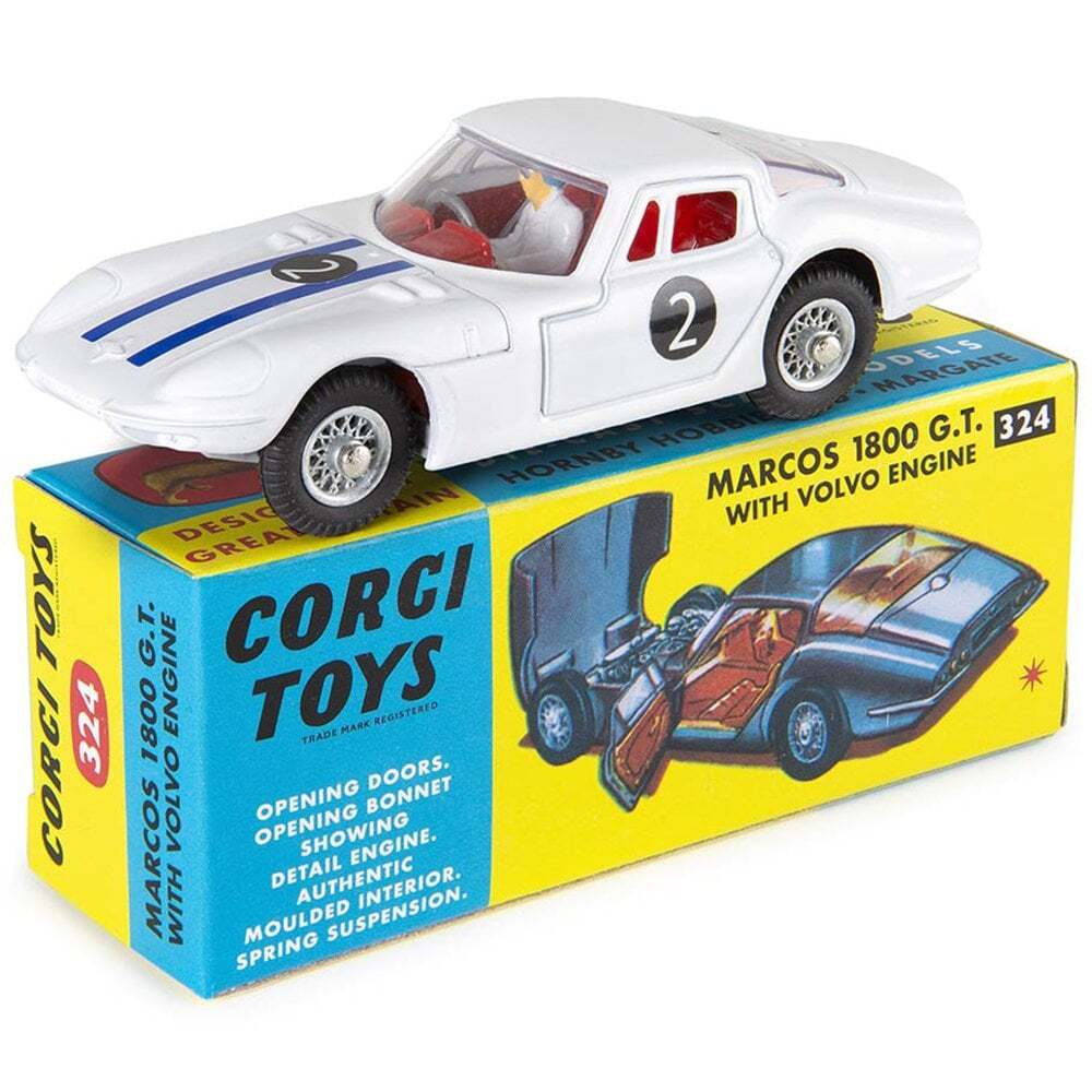 Corgi 1:43 - Modellbil - Corgi Toys 324 Marcos 1800 G.T. With Volvo Engine, Boxed. Voiture et boite 100% d'origine
