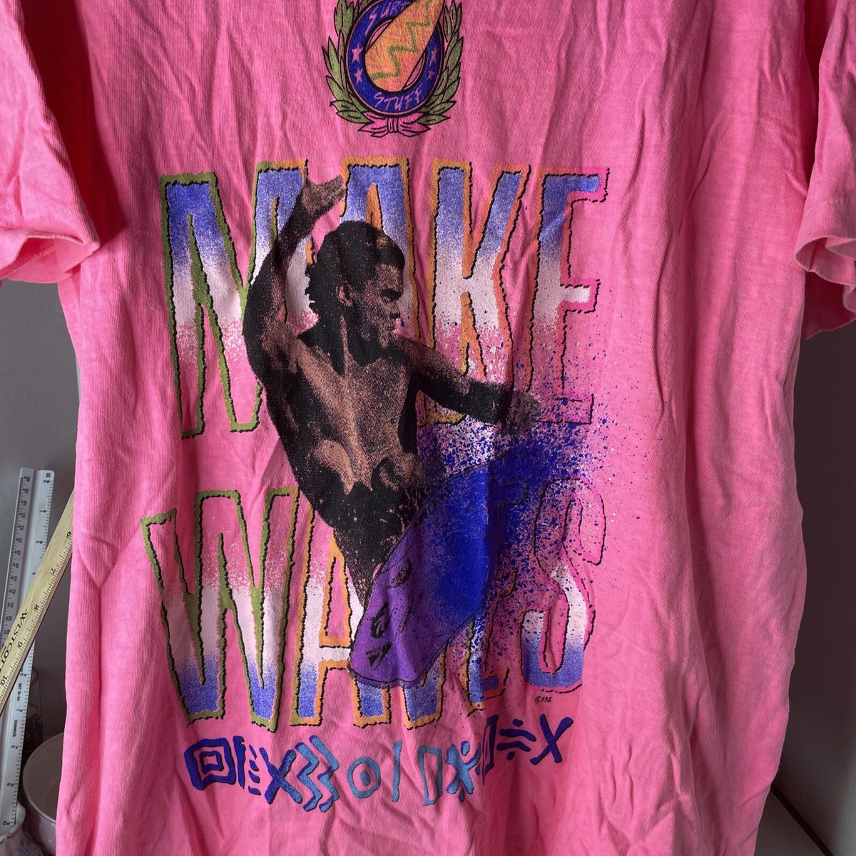 Vintage 80s 90's Make Waves Surf Stuff Large T Shirt Tee