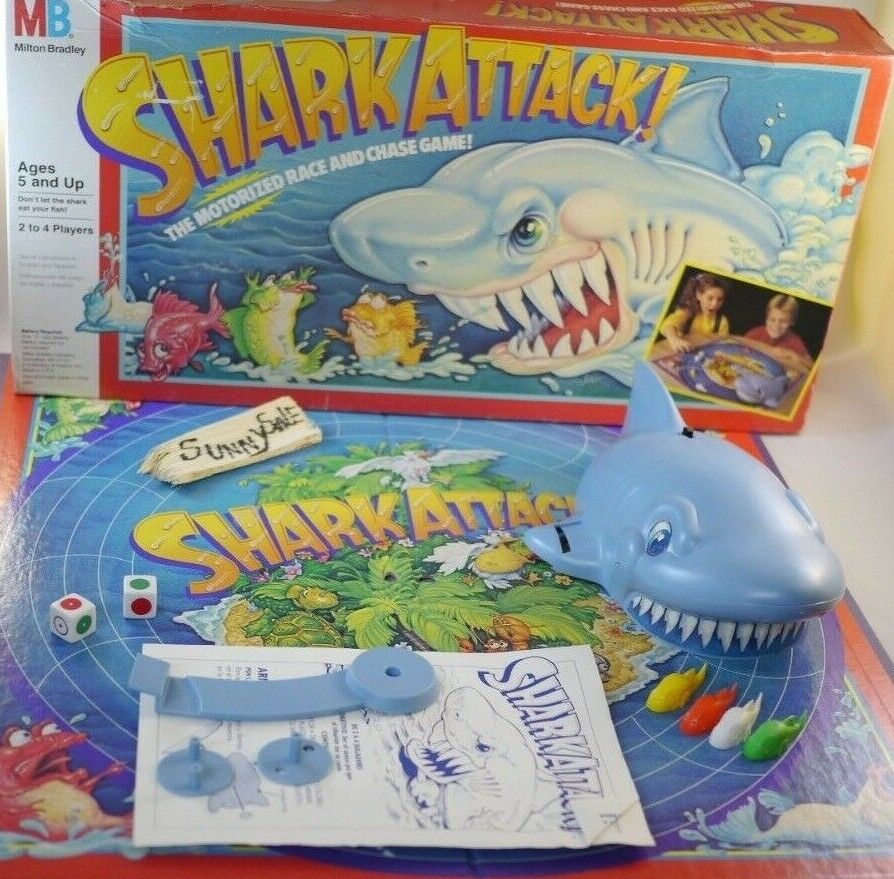 Vintage 80s Board Game Shark Attack Milton Bradley Baby Shark 