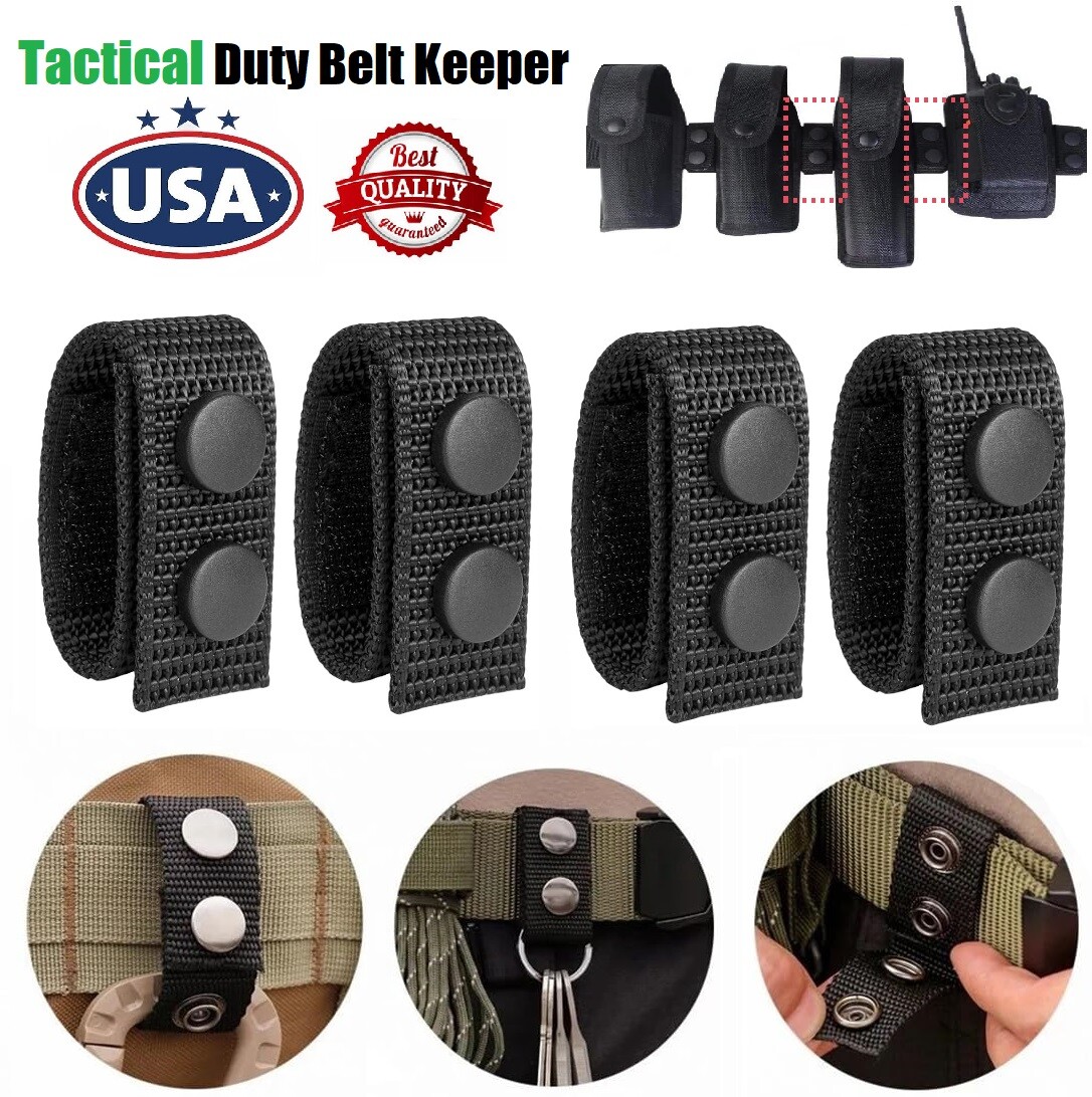 4× Tactical Duty Belt Keeper Security Tactical Belt Keepers with Double Snaps US