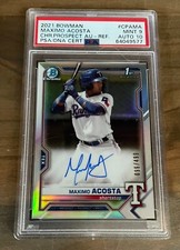 2021 BOWMAN CHROME REFRACTOR MAXIMO ACOSTA ROOKIE AUTO /499 #CPA-MA PSA 9