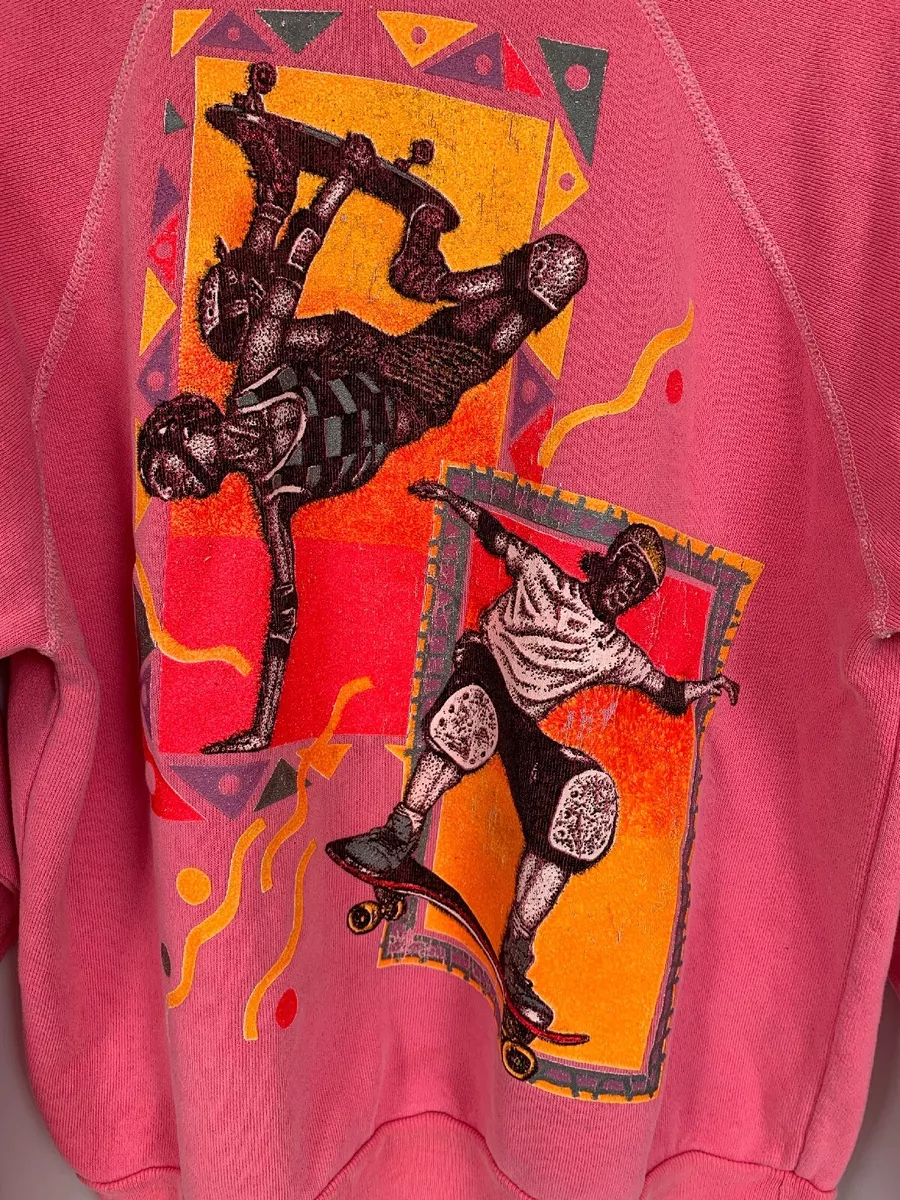 Pink One size Fits All Skater Skateboard Crewneck Vintage 90s skate brand color