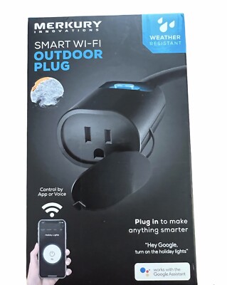 Merkury Innovations Smart Wi-Fi  Outdoor Plug Weather Resistant Open Box