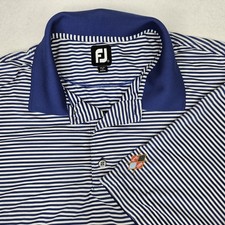 FootJoy FJ Men  s Golf Polo XXL Blue Striped Performance Moisture Wicking