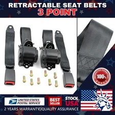 Retractable 3 Point Safety Seat Belt Straps Car Auto Vehicle Adjustable Belt Kit